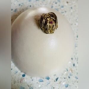 Les Bernardes Dog Vintage Sterling Silver Gold Ruby moving DOG Brooch Pin